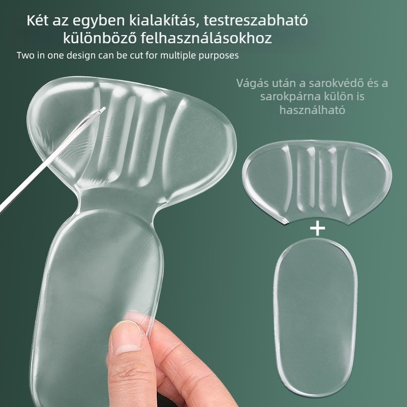 Gel 2-in-1 sarokbetét magassarkúhoz – puha csillapítás, öntapadós, T-típusú fél méretű betét