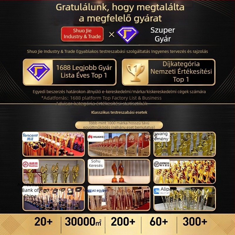 Kristálytrofea éves díjakra és versenyekre — geometriai forma, modern minimalistikus dizájn, akvarell üveg felület és testreszabott logó