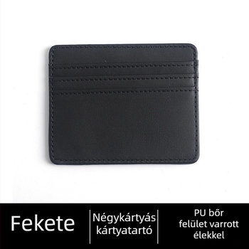 Vékony bőr kártyatartó, több kártyahellyel és azonosító ablakkal, anti-demagnetizációs védelemmel