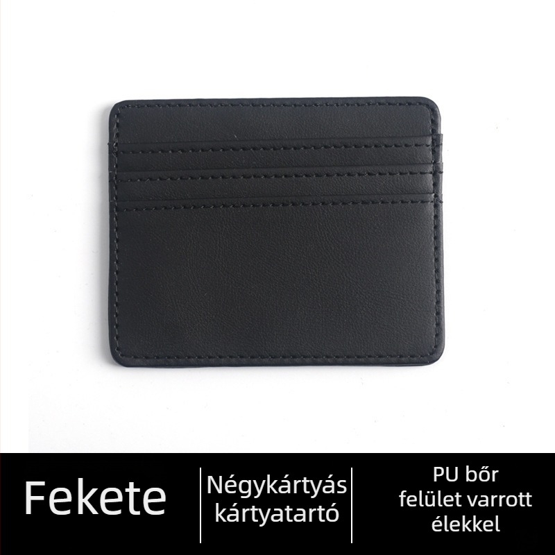 Vékony bőr kártyatartó, több kártyahellyel és azonosító ablakkal, anti-demagnetizációs védelemmel