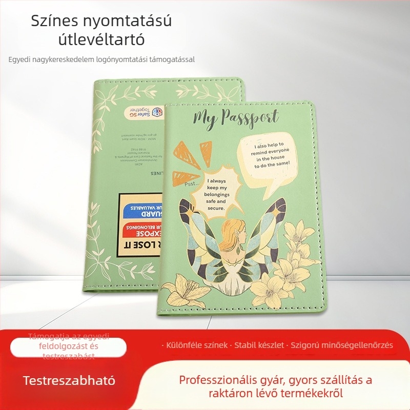 Határon átnyúló, színes nyomtatású útlevél tok rajzfilm térképes dizájnnal, dokumentum- és jegytartó, testreszabható, nagykereskedelmi