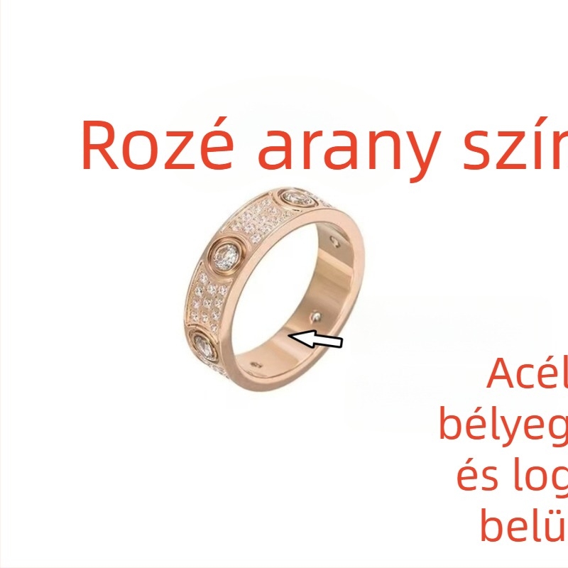 Párgyűrű titánium-acélból, széles és keskeny dizájn, rózsaarany bevonat, női divat ékszer