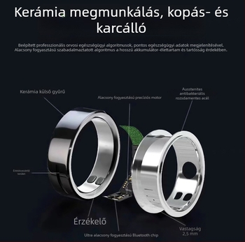R8 szénszálas okosgyűrű valós idejű pulzus- és véroxigén-monitorozással, sport és okos fotózás