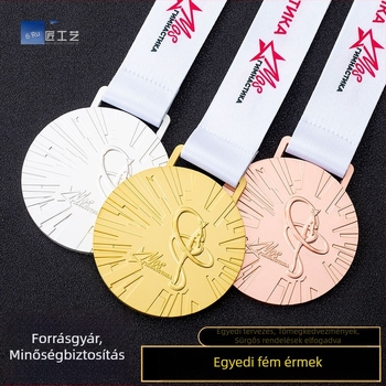 Személyre szabott logóval készült maratoni érme, fém zománc felület, arany ezüst bronz
