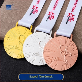 Személyre szabott logóval készült maratoni érme, fém zománc felület, arany ezüst bronz