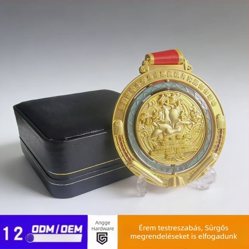 Cinkötvözet maraton-érem, lakkozott fém, forgó dizájn, testreszabható logó
