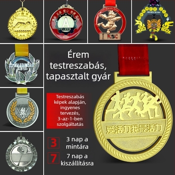 Személyre szabható fém érmek sporteseményekre — maratoni arany, ezüst és bronz érmek