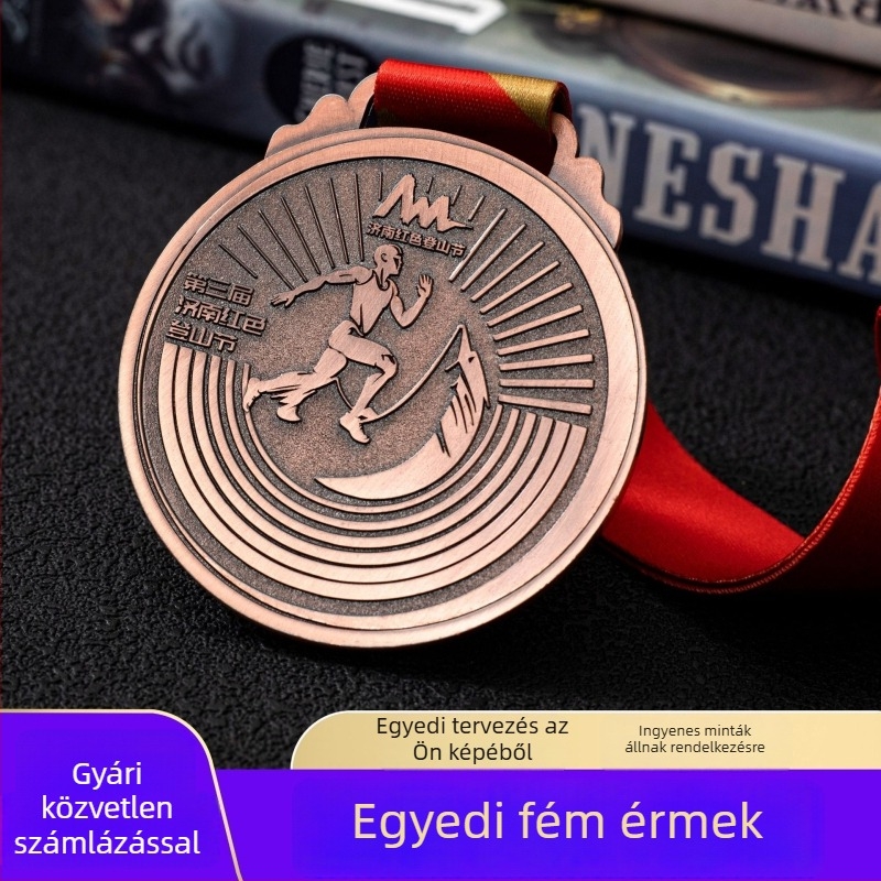 Cinkötvözet érmék, testre szabottak maratonra, futballra, vállalati rendezvényekre és iskolai sporttalálkozókra
