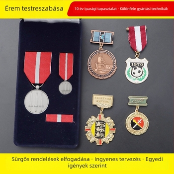 Egyedi aranyozott érem maratonokra, vállalati logóval és emlékdíj