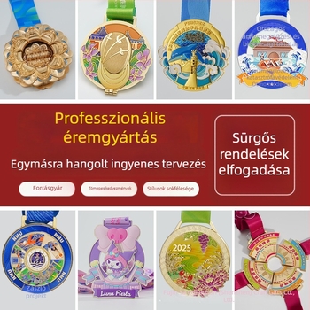 Iskolai sporteseményekre szánt fém maratoni érem – futás és kerékpár – egyedi csapattervezés