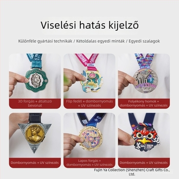 Iskolai sporteseményekre szánt fém maratoni érem – futás és kerékpár – egyedi csapattervezés