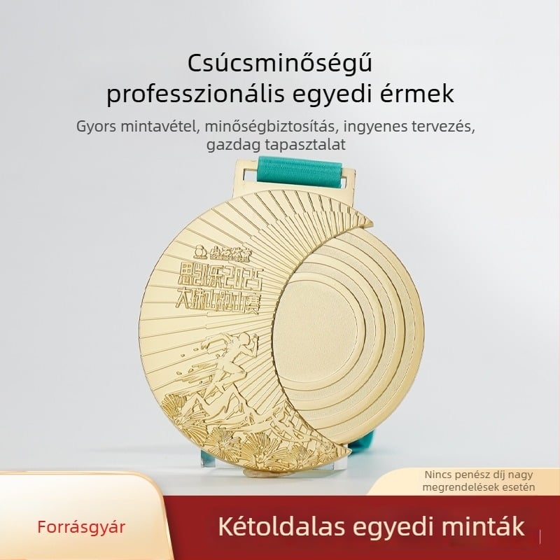 Iskolai sporteseményekre szánt fém maratoni érem – futás és kerékpár – egyedi csapattervezés