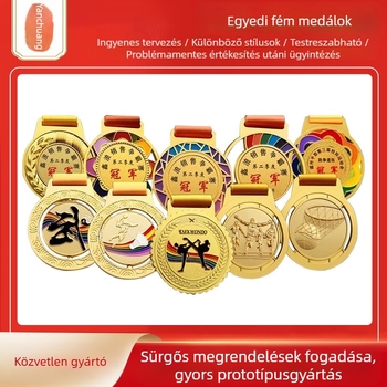Iskolai sportnapra készített testreszabott érem – Alumíniumötvözet érme, 6,5 cm, logónyomtatás, Vállalati csapattrófea