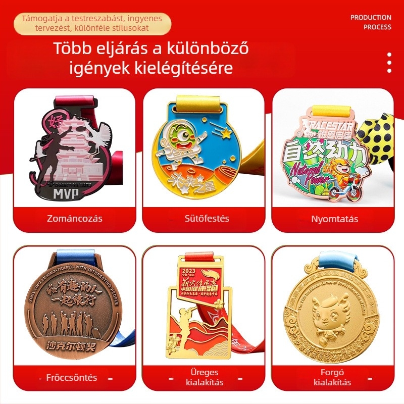 Iskolai sportnapra készített testreszabott érem – Alumíniumötvözet érme, 6,5 cm, logónyomtatás, Vállalati csapattrófea