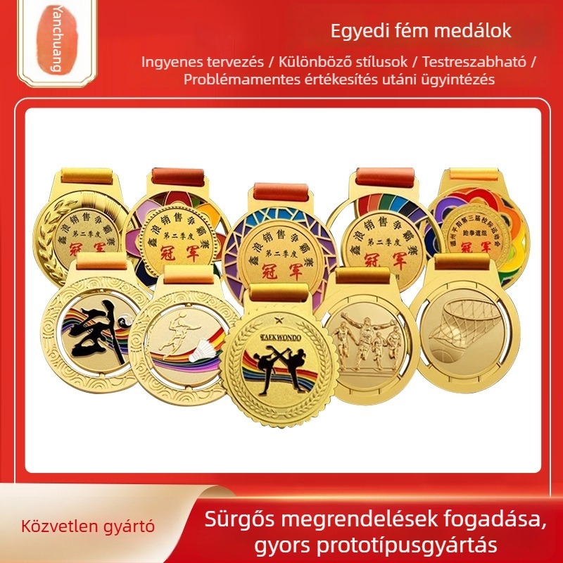Iskolai sportnapra készített testreszabott érem – Alumíniumötvözet érme, 6,5 cm, logónyomtatás, Vállalati csapattrófea