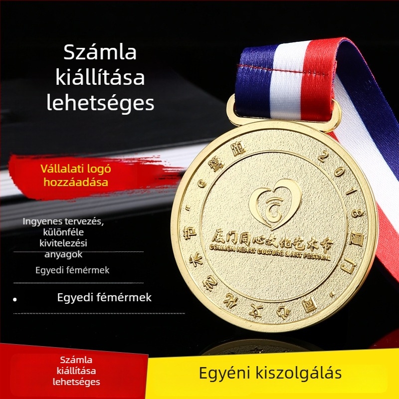Egyedi fém maratoni aranyérem vállalati alkalmazottak számára, futóklub verseny díj