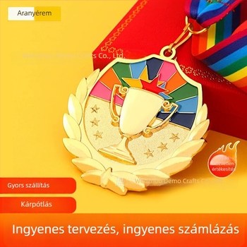 Óvoda gyermekek maratoni emlékérem – arany, ezüst és bronz – fém érme, 5 cm átmérőjű