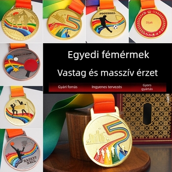 Ezüst érem maratonokra és sporteseményekre — testreszabható vállalati díj és emlékérme