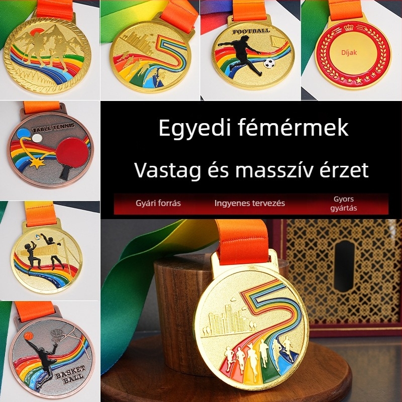 Ezüst érem maratonokra és sporteseményekre — testreszabható vállalati díj és emlékérme