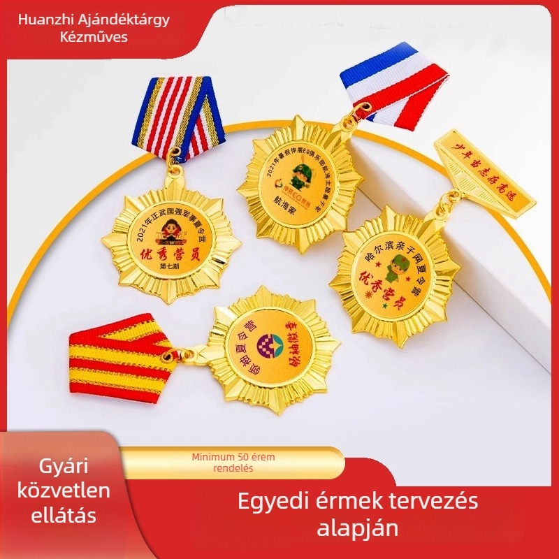 Testreszabott fém érmek sporteseményekre – maraton és kosárlabda, gyermekeknek szóló ötszögletű csillag dizájnnal, aranyozott felülettel