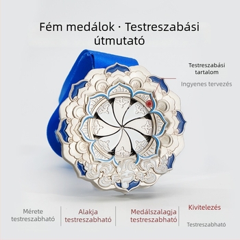 Maratoni forgó lótusz digitális érem, lakkozott fém dizájn, kreatív tervezés vállalati eseményekhez