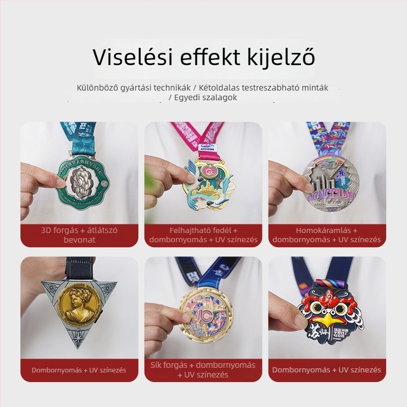 Maratoni forgó lótusz digitális érem, lakkozott fém dizájn, kreatív tervezés vállalati eseményekhez