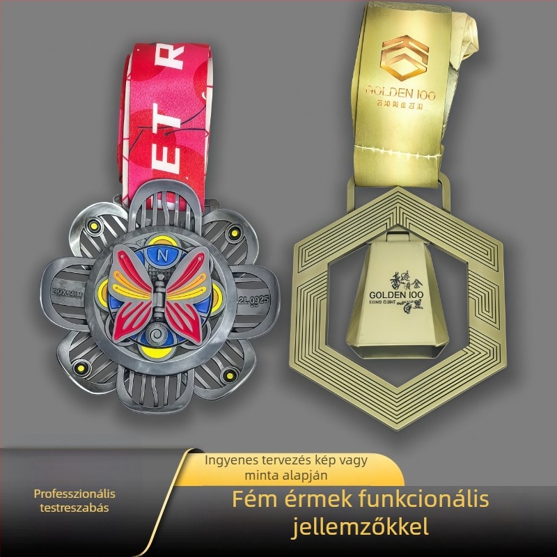 Gyerekeknek készült fémből készült maraton- és sprintesemény érmei, zománcozott kivitelben arany, ezüst és bronz