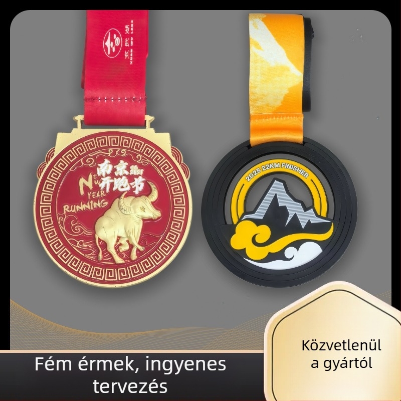 Gyerekeknek készült fémből készült maraton- és sprintesemény érmei, zománcozott kivitelben arany, ezüst és bronz
