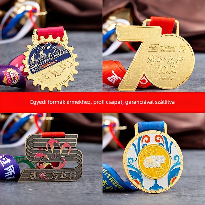 Személyre szabható fémmedálok maratonokra és sporteseményekre, DIY emlékérmek ezüstös és bronzos kivitelben