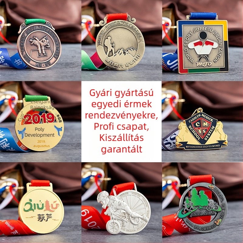 Személyre szabható fémmedálok maratonokra és sporteseményekre, DIY emlékérmek ezüstös és bronzos kivitelben
