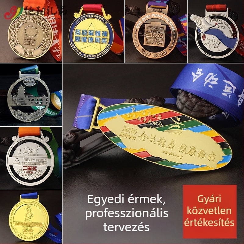 Gyermekeknek készült személyre szabott érem – fém sporteseményre, aranyozott kivitel