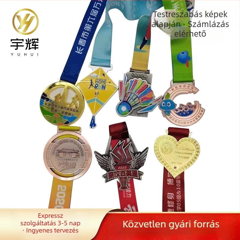 Személyre szabott érme versenyekhez és kitüntetésekkel, iskolai emlékünnepségekhez, maratont, városi ligákhoz, aranyozott bevonat