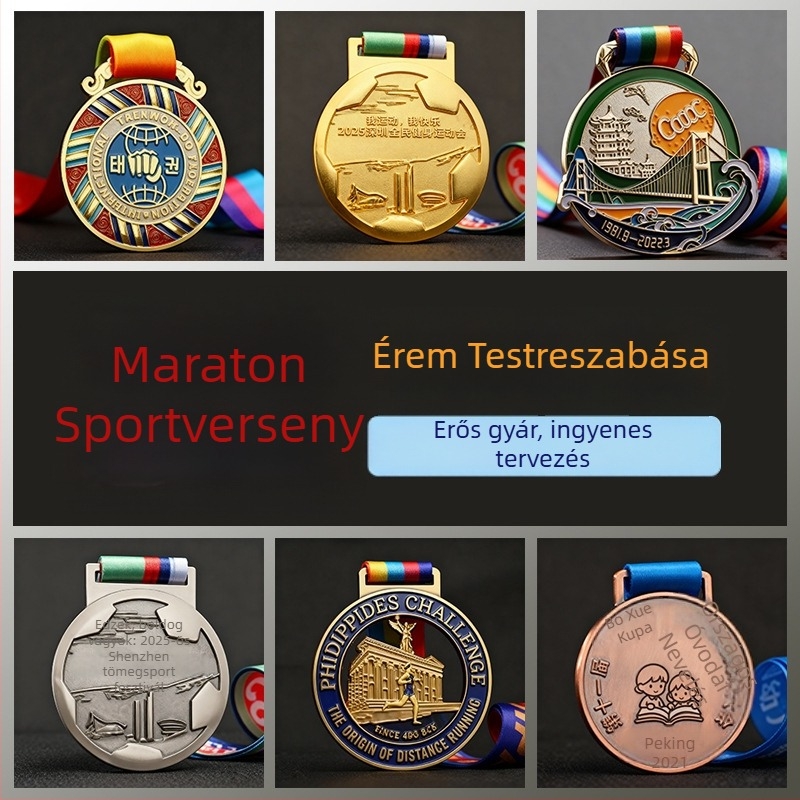 Fém emlékérem Taekwondo és maraton eseményekre, cinkötvözet, testre szabható