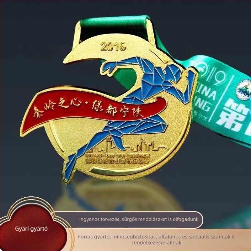 Fém emlékérem maratonhoz, taekwondóhoz és sporteseményekhez – logóval testreszabható – arany, ezüst, réz.