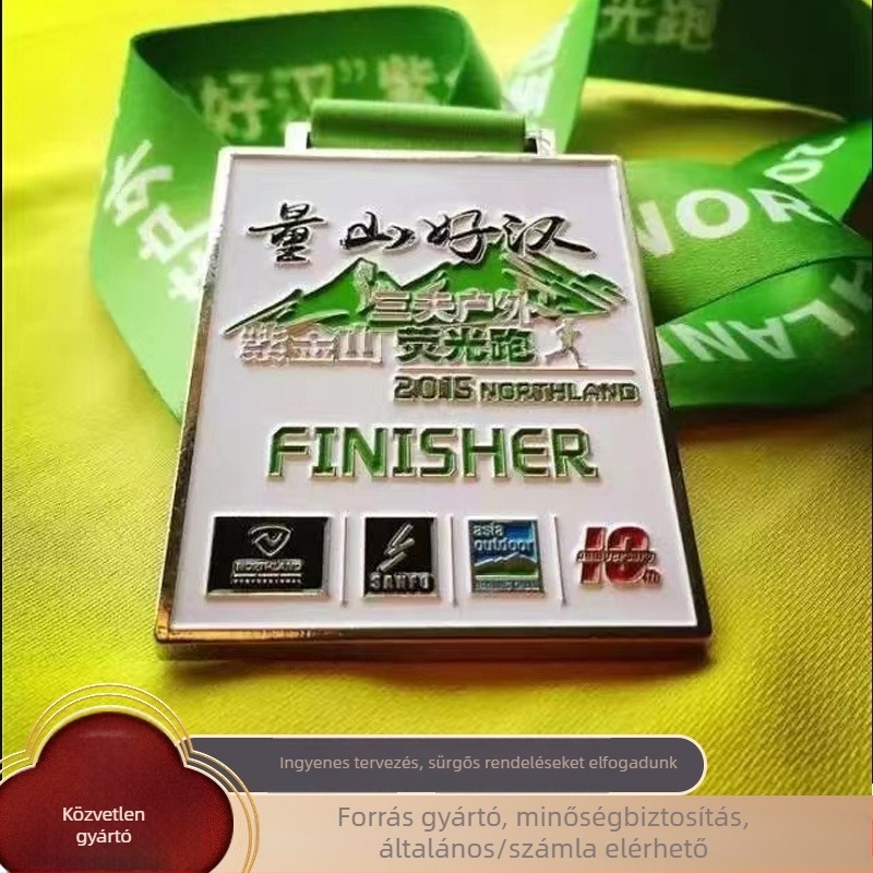 Fém emlékérem maratonhoz, taekwondóhoz és sporteseményekhez – logóval testreszabható – arany, ezüst, réz.