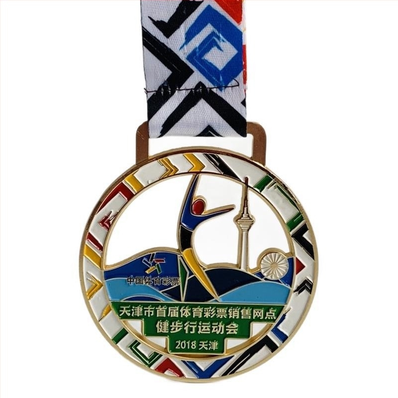 Személyre szabott fém érme maratonhoz és sporteseményekhez, cinkötvözet, aranyozott bevonattal