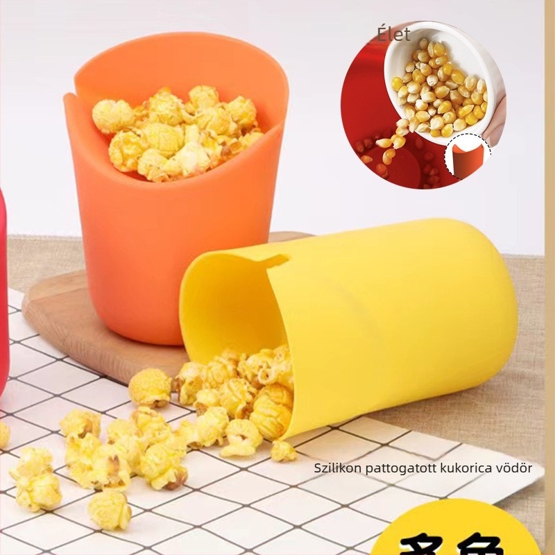 Szilikonból készült popcorn vödör mikróhoz, hőálló snack tartó, irodai tároló és ceruzatartó