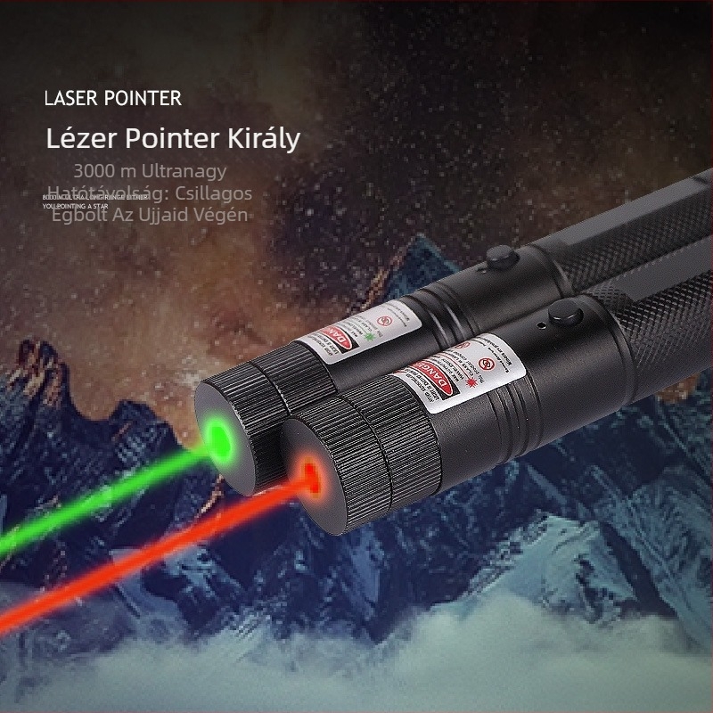 303USB lézerpointer – piros, zöld, kék és lila, egypontos csillagos ég effektus, hosszú hatótávolság, újratölthető fény
