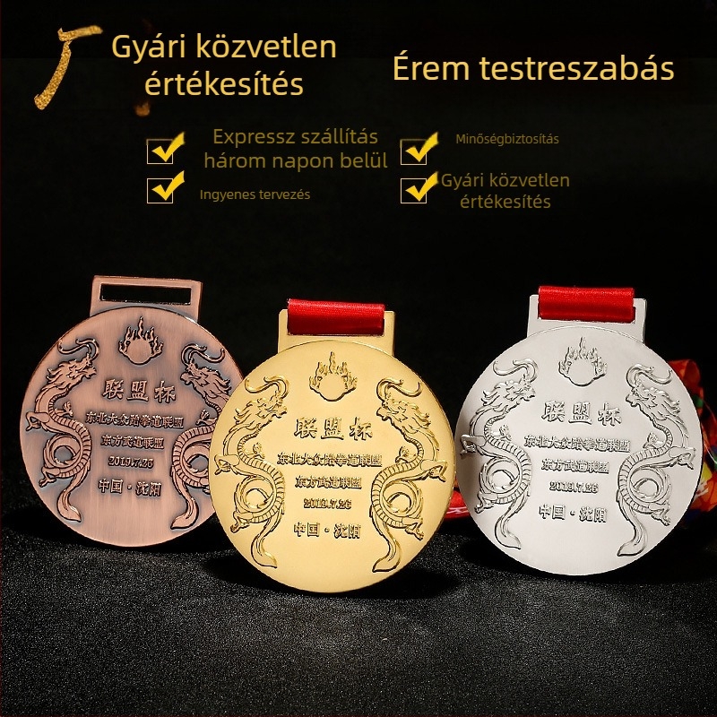 Személyre szabott érmek vállalati és iskolai maraton eseményekhez, arany, ezüst és bronz díjérmek, dizájn verseny érmek