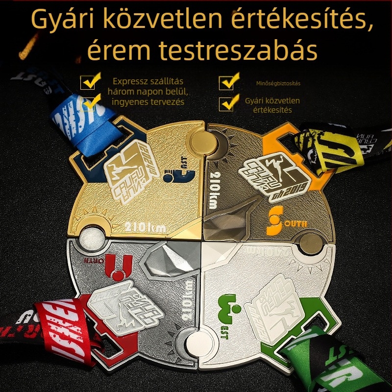 Személyre szabott érmek vállalati és iskolai maraton eseményekhez, arany, ezüst és bronz díjérmek, dizájn verseny érmek