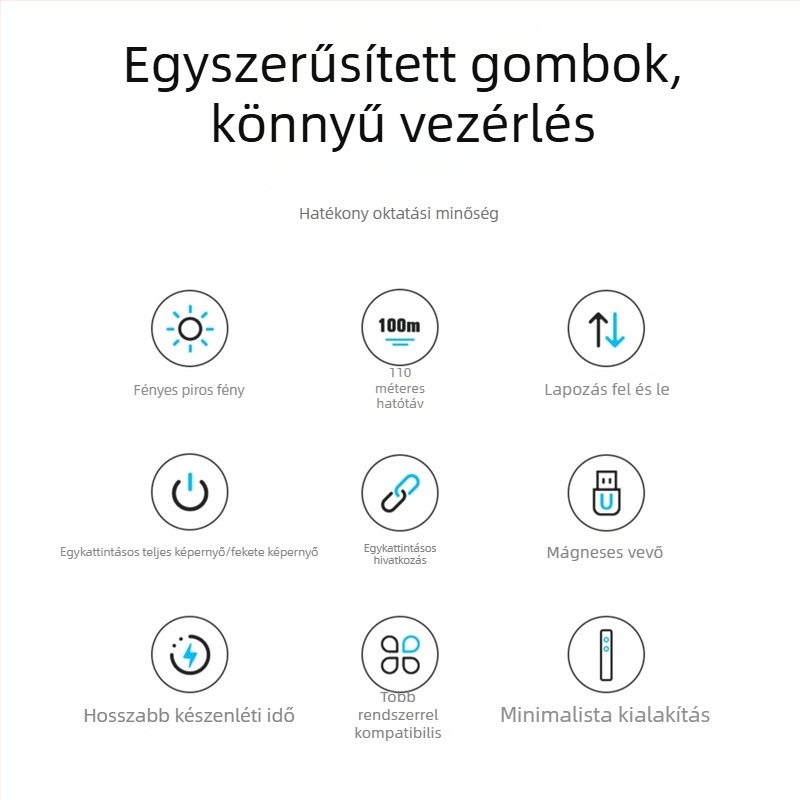 Új, újratölthető többfunkciós mutató lézerrel, PPT- és multimédiás oktatáshoz, 2 az 1-ben oldalfordító toll