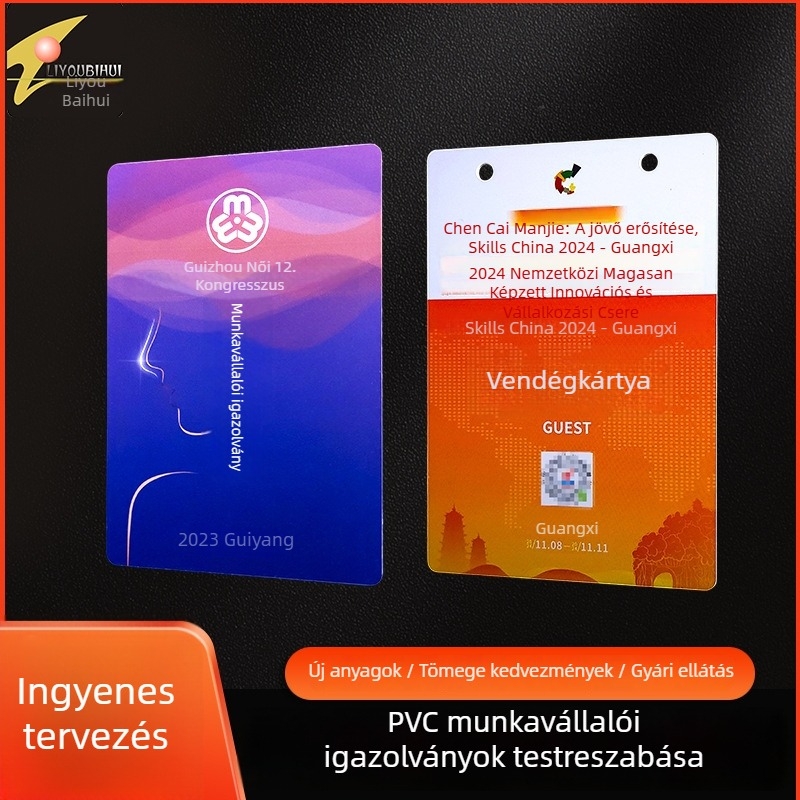 PVC azonosító kártya munkahelyi, diák- és campus használatra, VIP, gyár és iskolai kártya