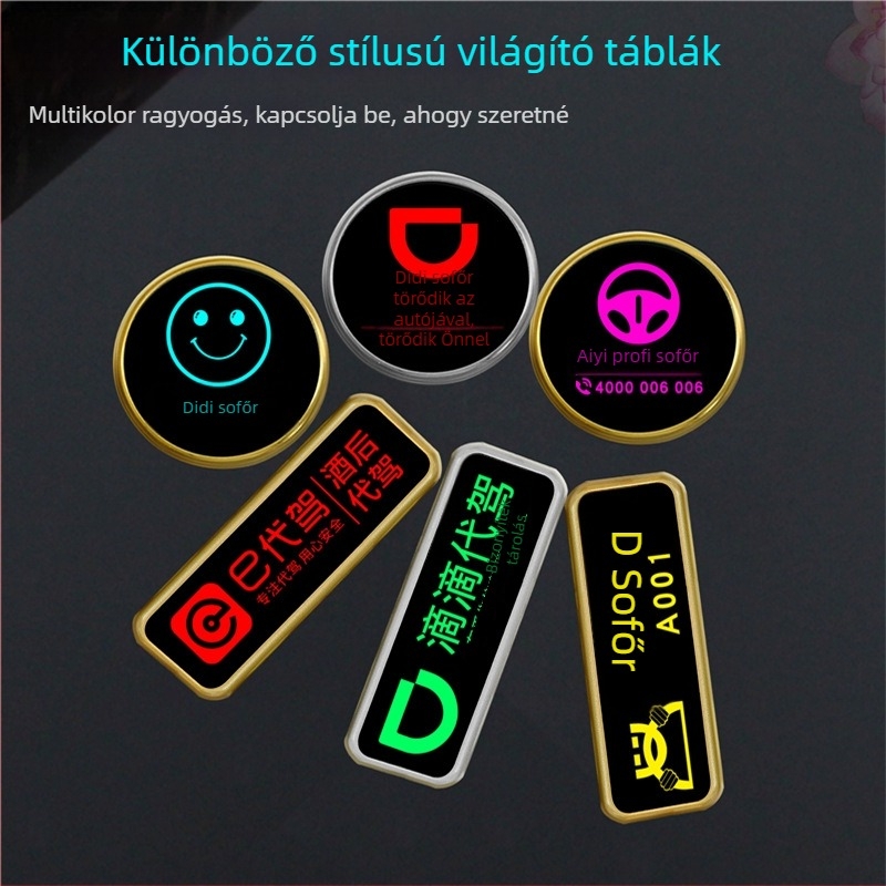 LED világítós sofőr azonosító jelvény, testreszabható műanyag jelvény, tű vagy pillangózáras rögzítés