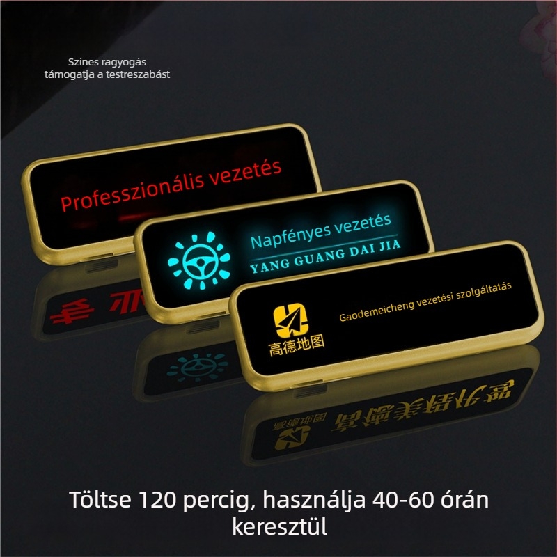 LED világítós sofőr azonosító jelvény, testreszabható műanyag jelvény, tű vagy pillangózáras rögzítés