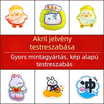 Egyedi jelvények karikatúra motívumokkal, akril névtáblák, brošok és kitűzők, DIY tervezési kiegészítők