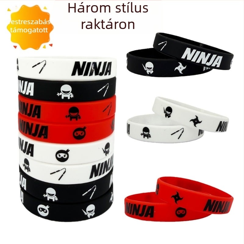 Ninja nyomtatott szilikon karkötő, színes party kiegészítő, testreszabható