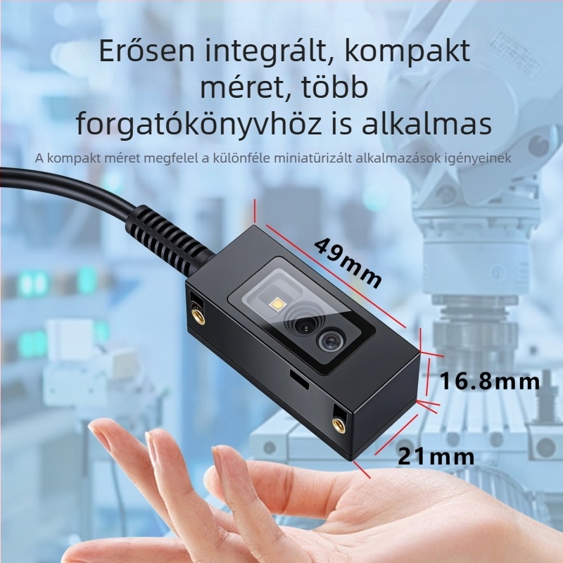 Ipari szintű vonalkód- és QR-kód olvasó beépített fix modullal DPM-szkennerhez