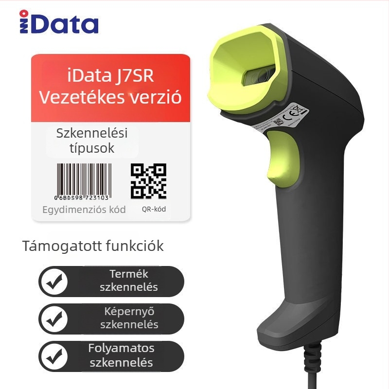 iData J7 Vezeték nélküli kézi 2D vonalkód-olvasó