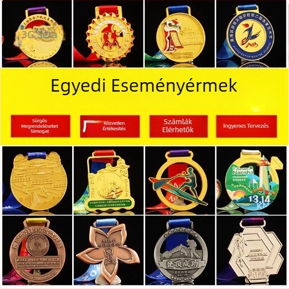 Fém érmek sporteseményekhez, akasztóval — arany, ezüst és bronz