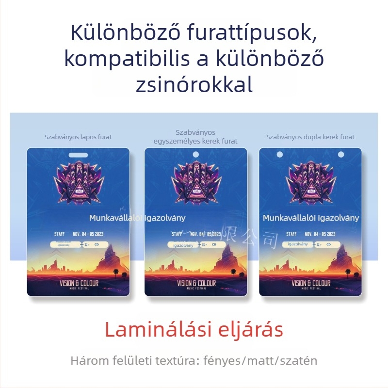PVC igazolvány készlet portréfotóval, részvételi kártya, kártya képviselő és vendégkártya